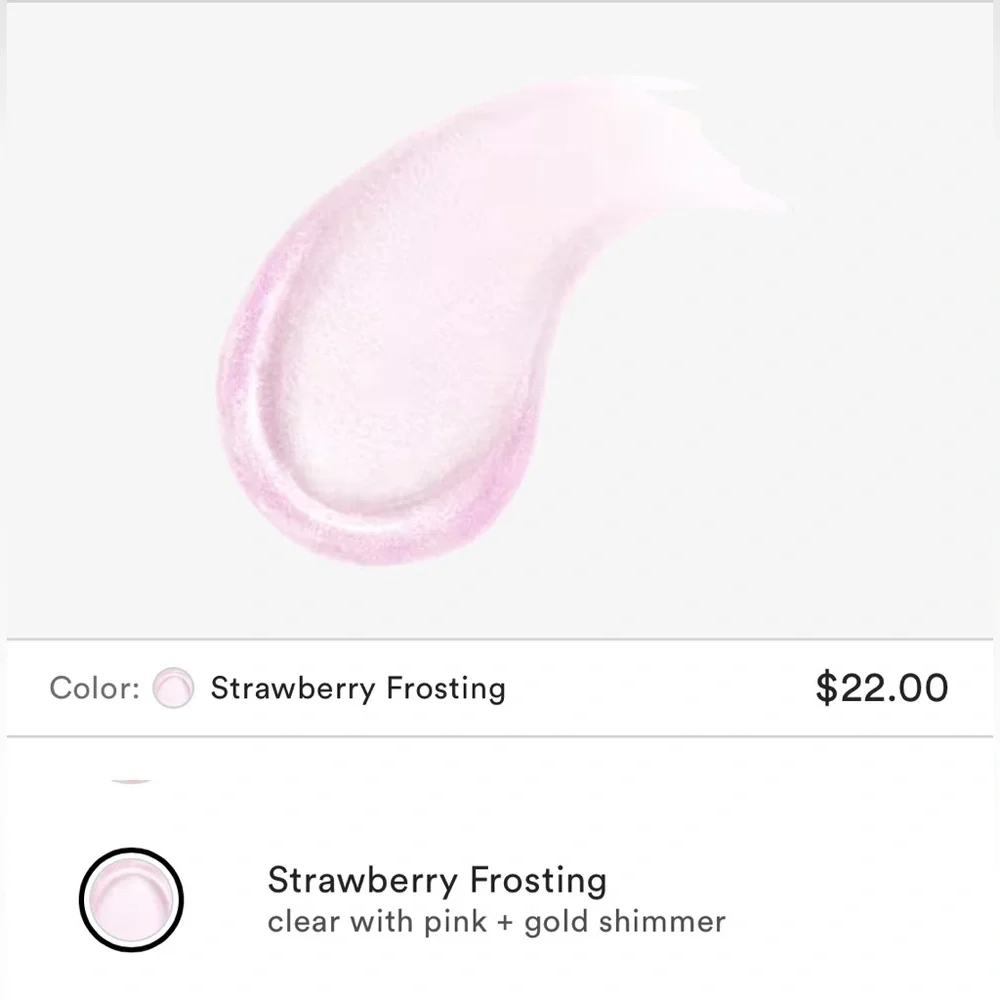 Too Faced Kissing Jelly Hydrating Lip Oil Gloss in Strawberry Frosting NEW